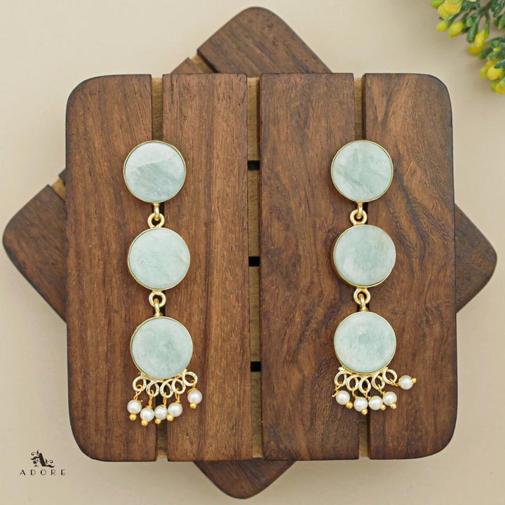 Three Step Raw Stone Earrings