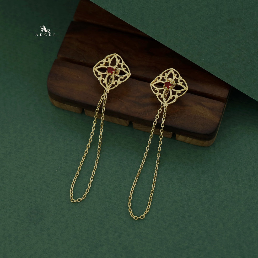 Golden Floral Chain Earring