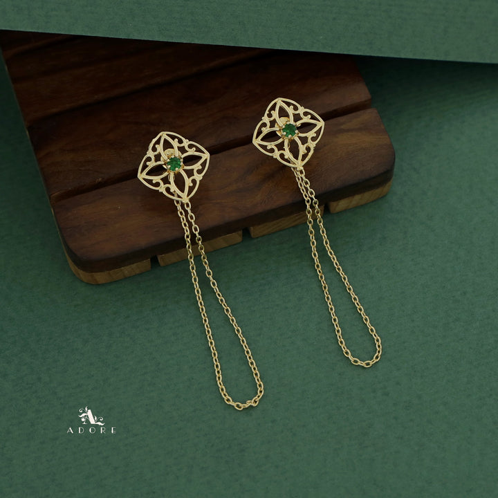 Golden Floral Chain Earring