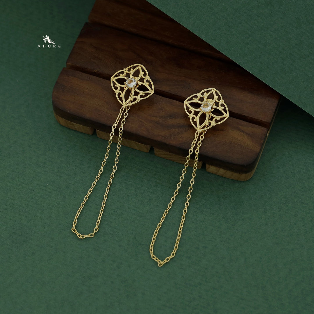 Golden Floral Chain Earring