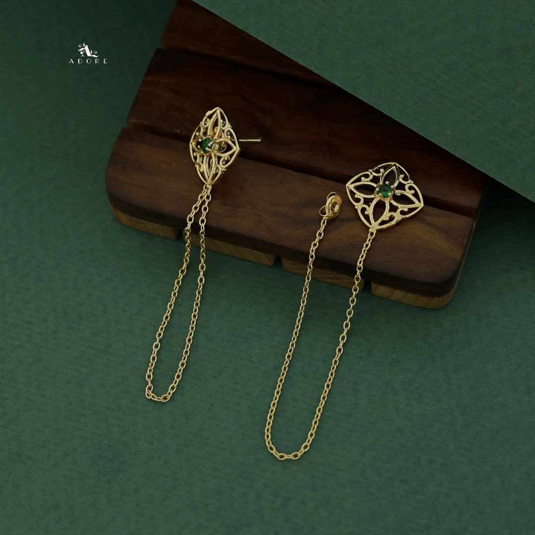 Golden Floral Chain Earring