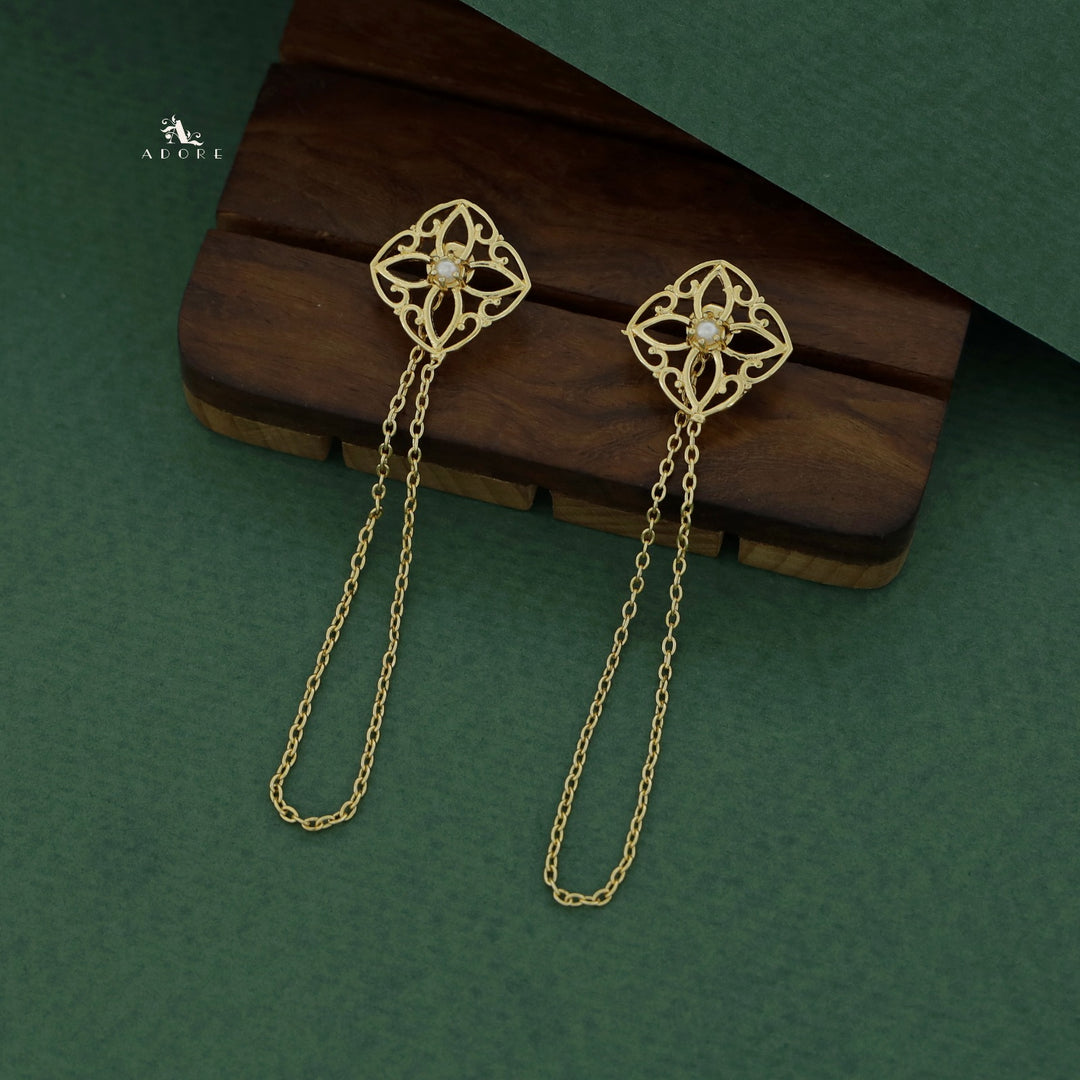 Golden Floral Chain Earring