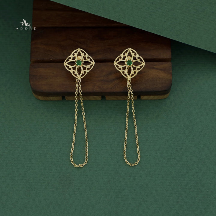 Golden Floral Chain Earring