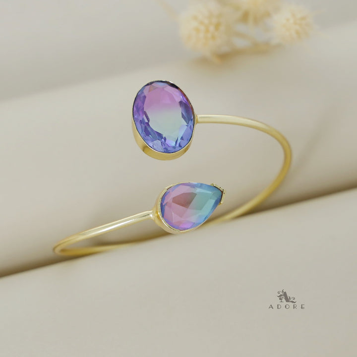 Glossy Oval Ametrine Stone Bangle