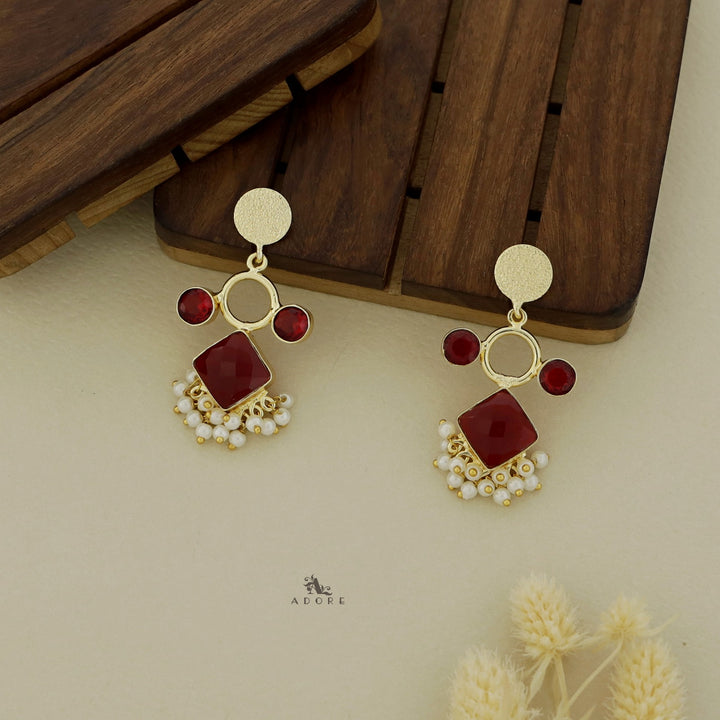 Textured Circle Mukha Glossy Diamond Earring