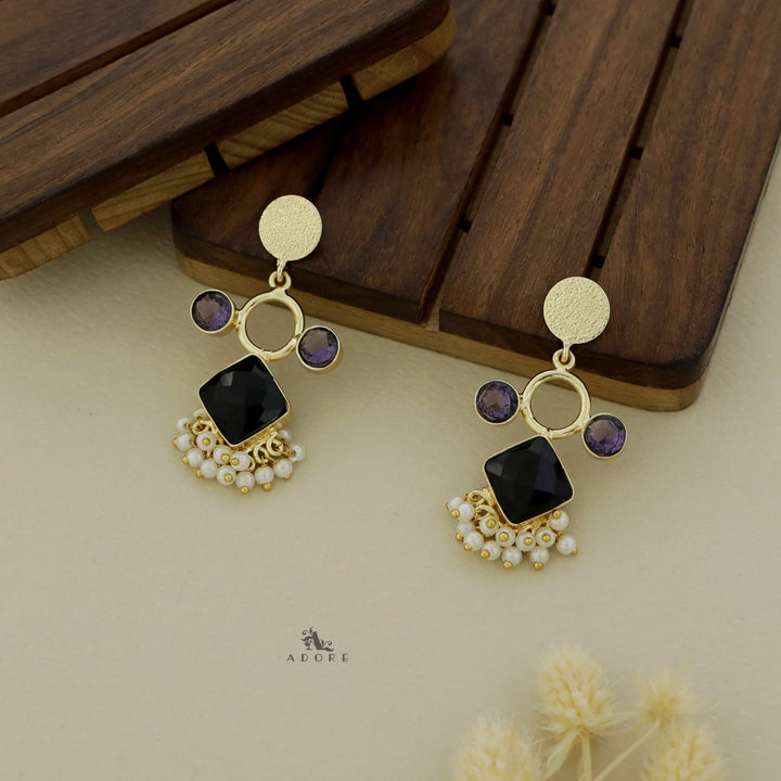 Textured Circle Mukha Glossy Diamond Earring