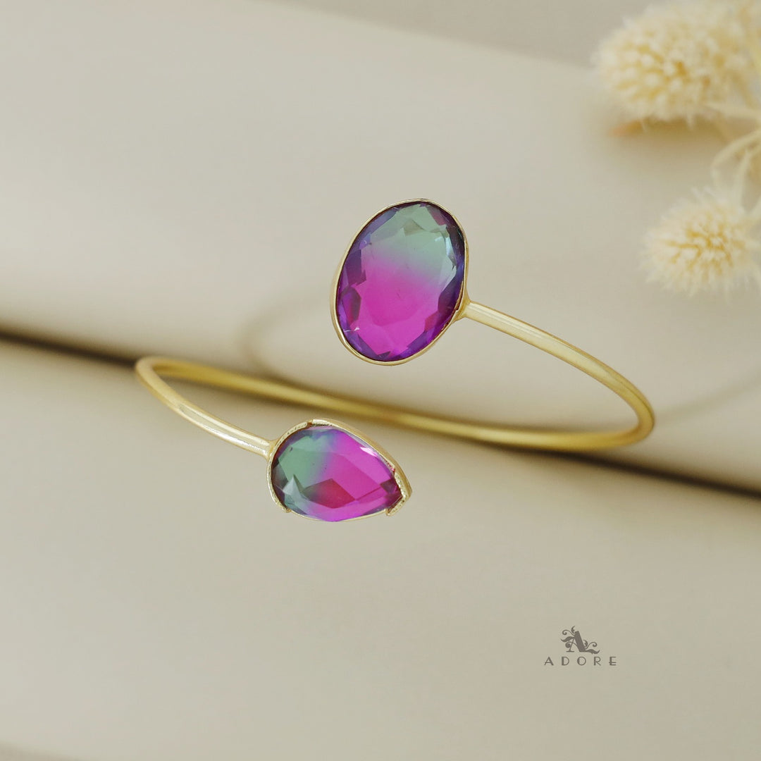 Glossy Oval Ametrine Stone Bangle