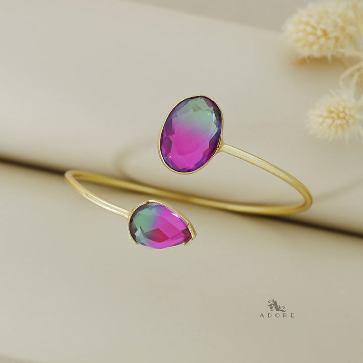 Glossy Oval Ametrine Stone Bangle