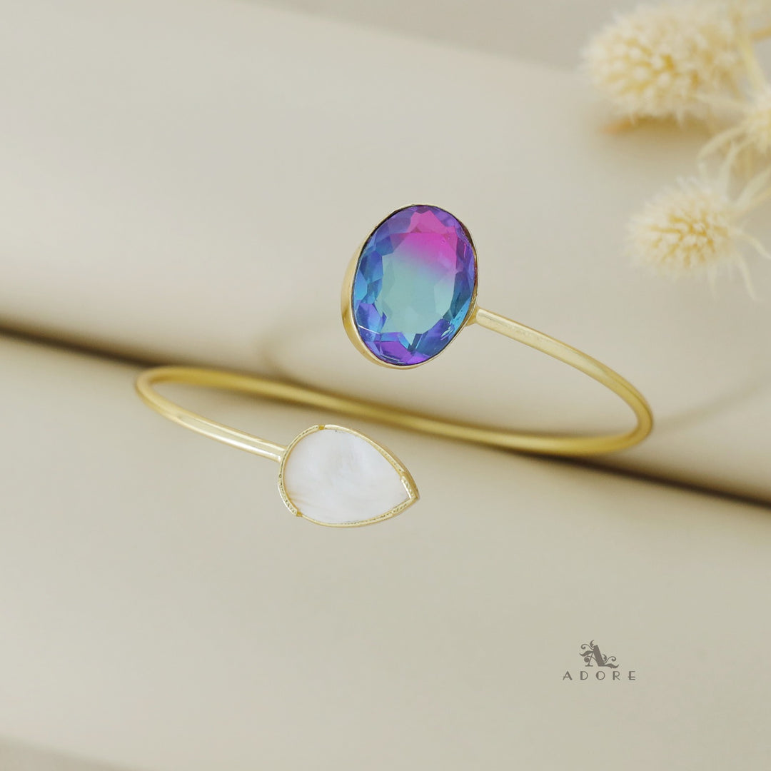 Glossy Oval Ametrine Stone Bangle