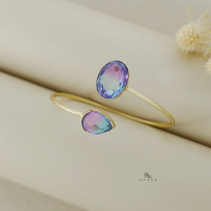 Glossy Oval Ametrine Stone Bangle