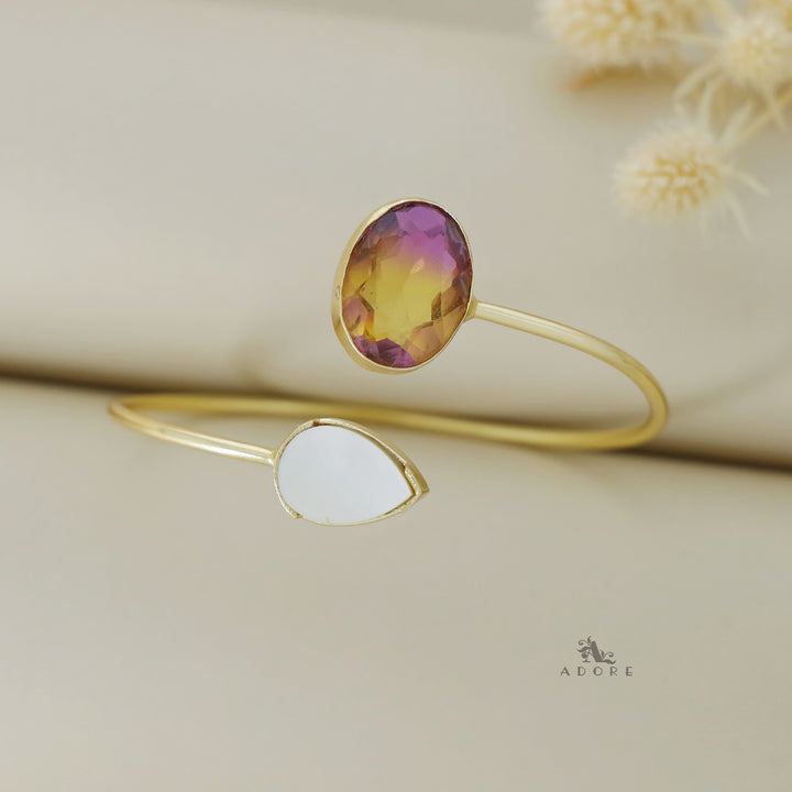 Glossy Oval Ametrine Stone Bangle