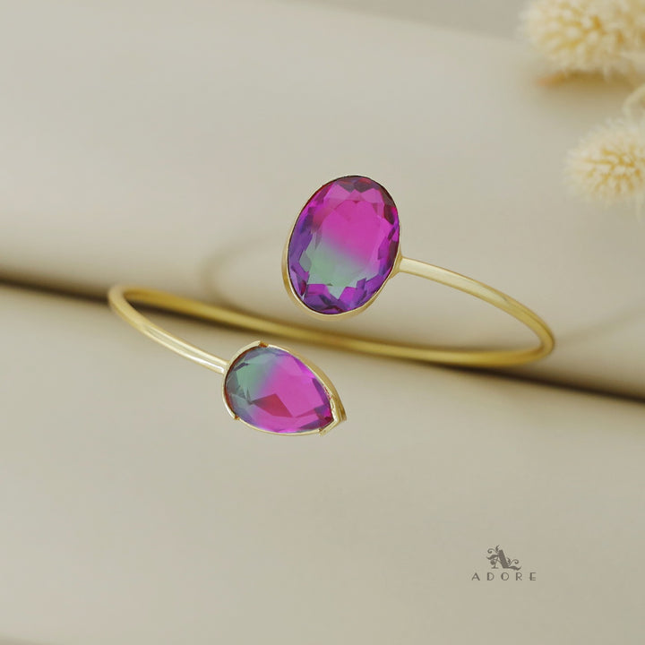 Glossy Oval Ametrine Stone Bangle