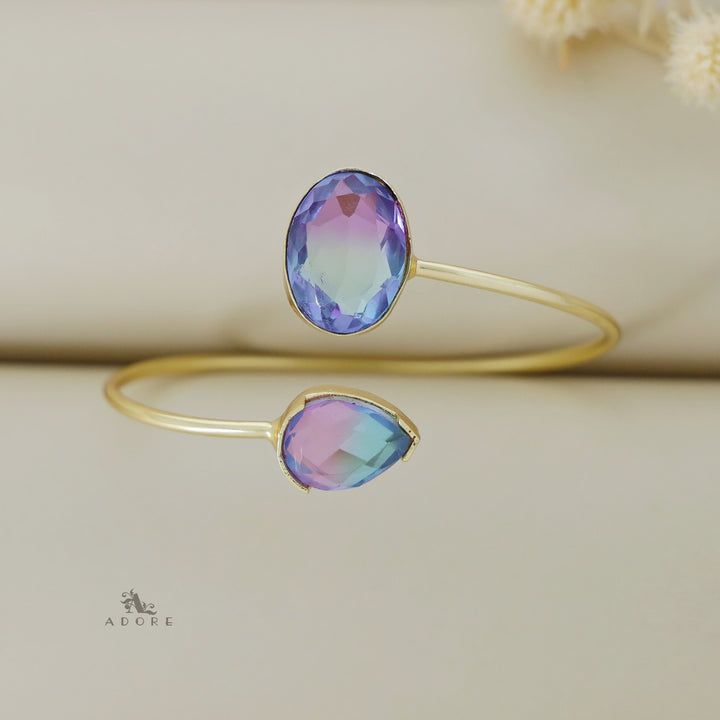 Glossy Oval Ametrine Stone Bangle