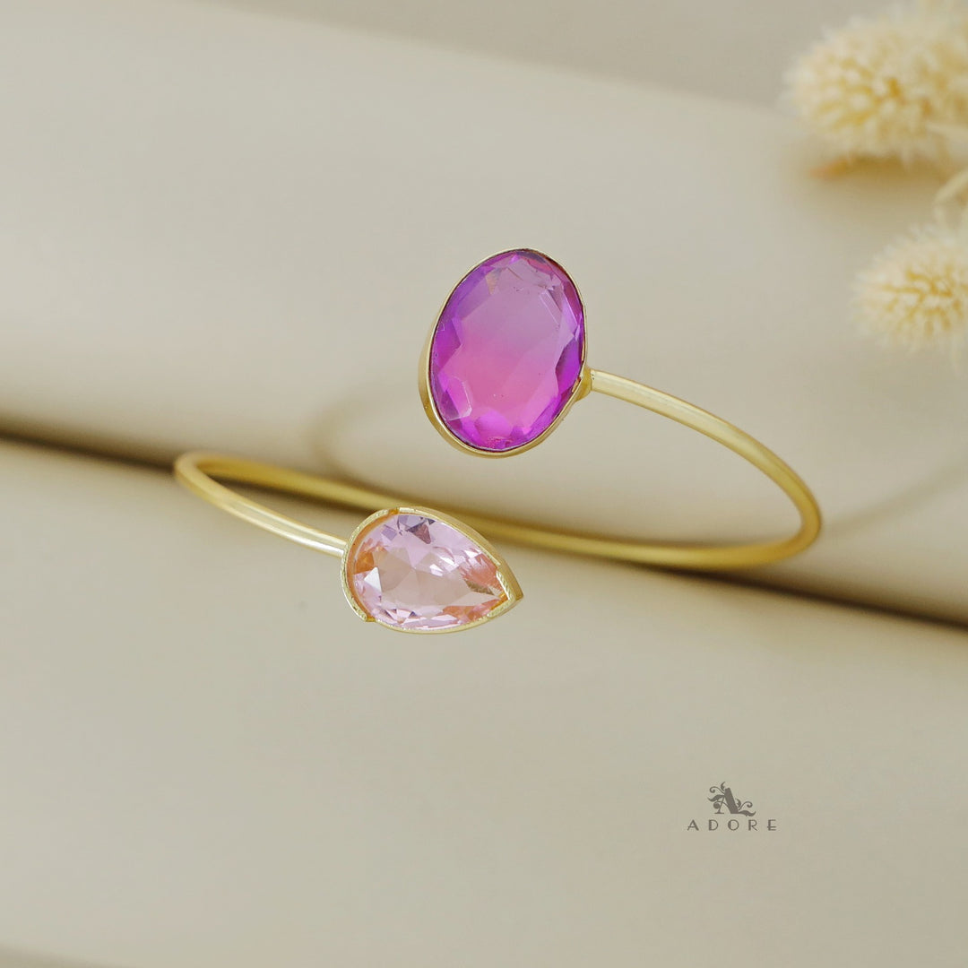 Glossy Oval Ametrine Stone Bangle