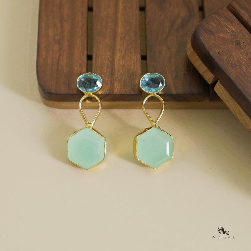 Glossy Oval Drop Hexagon Earring