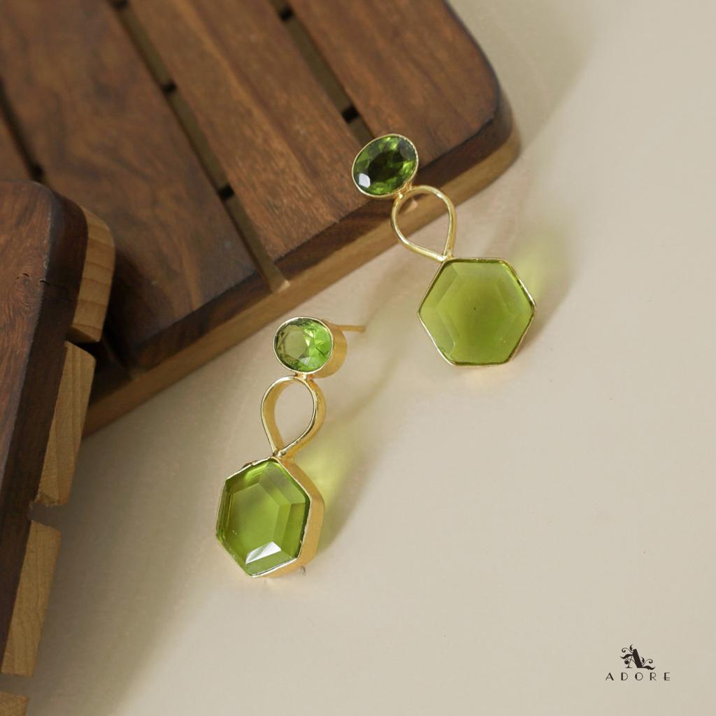 Glossy Oval Drop Hexagon Earring