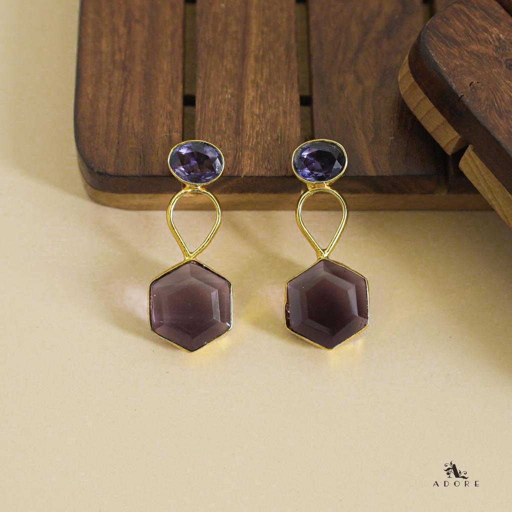 Glossy Oval Drop Hexagon Earring