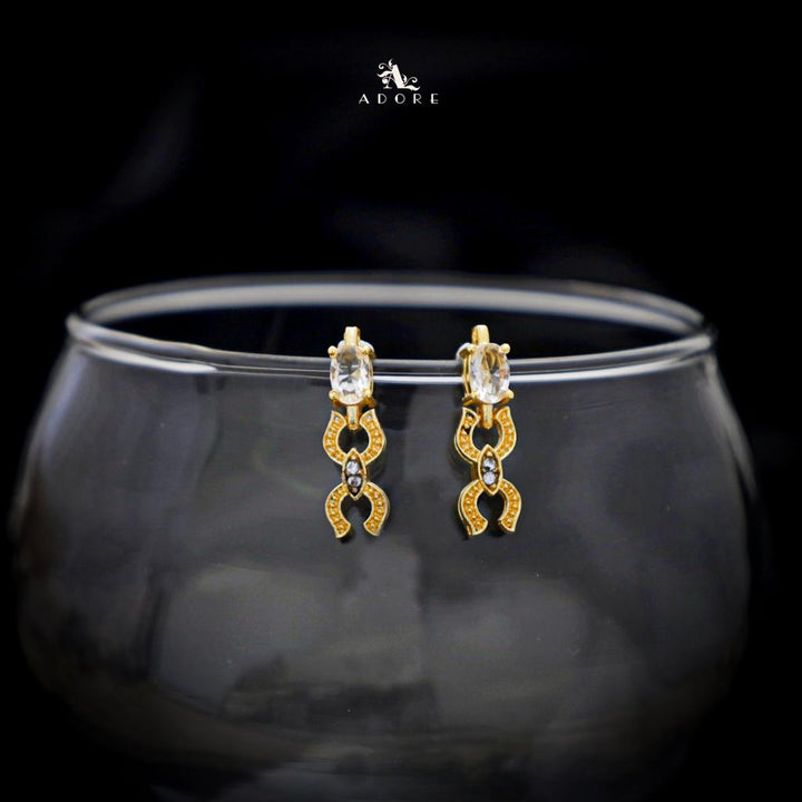 Golden Mini Twin C Glossy Earring