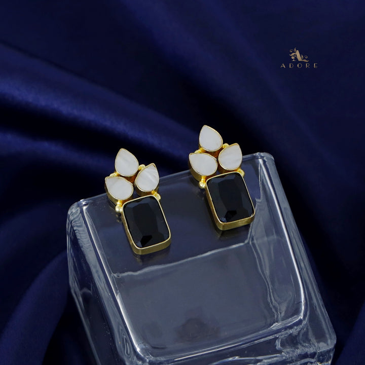 Tri Leaf MoP Glossy Rectangle Earring