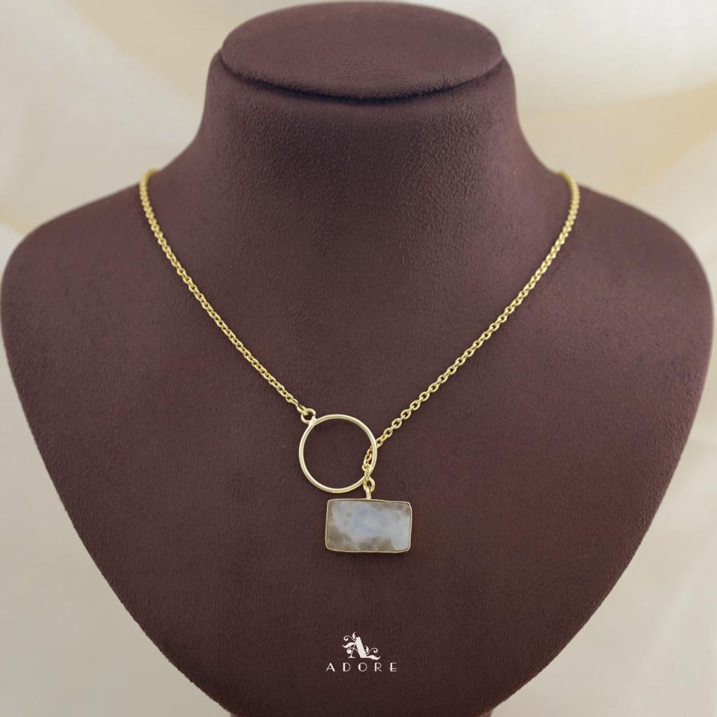 Skylar Raw Stone Rectangle Ring Lock Neckpiece