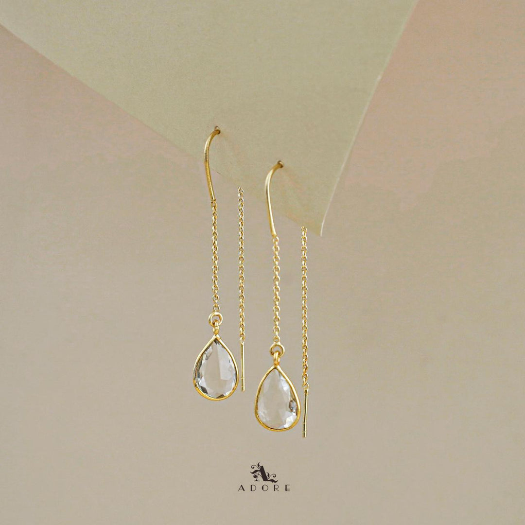 Fiyona Glossy Drop Chain Needle And Thread Earring