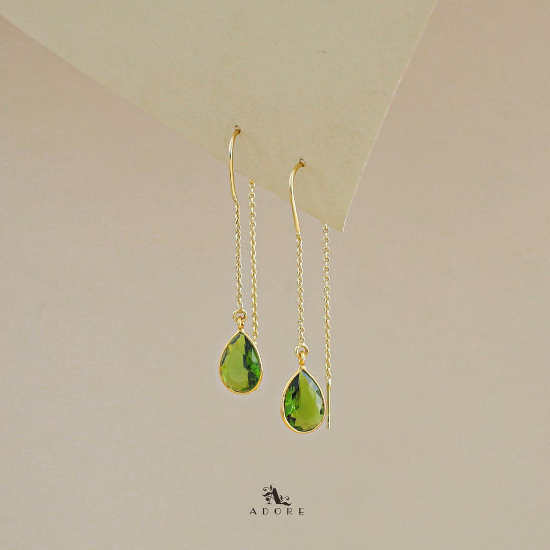 Fiyona Glossy Drop Chain Needle And Thread Earring