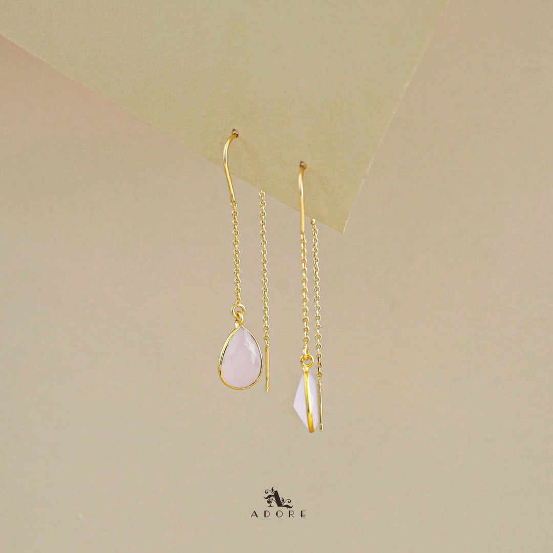 Fiyona Glossy Drop Chain Needle And Thread Earring