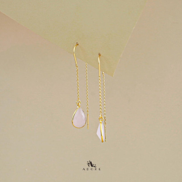 Fiyona Glossy Drop Chain Needle And Thread Earring