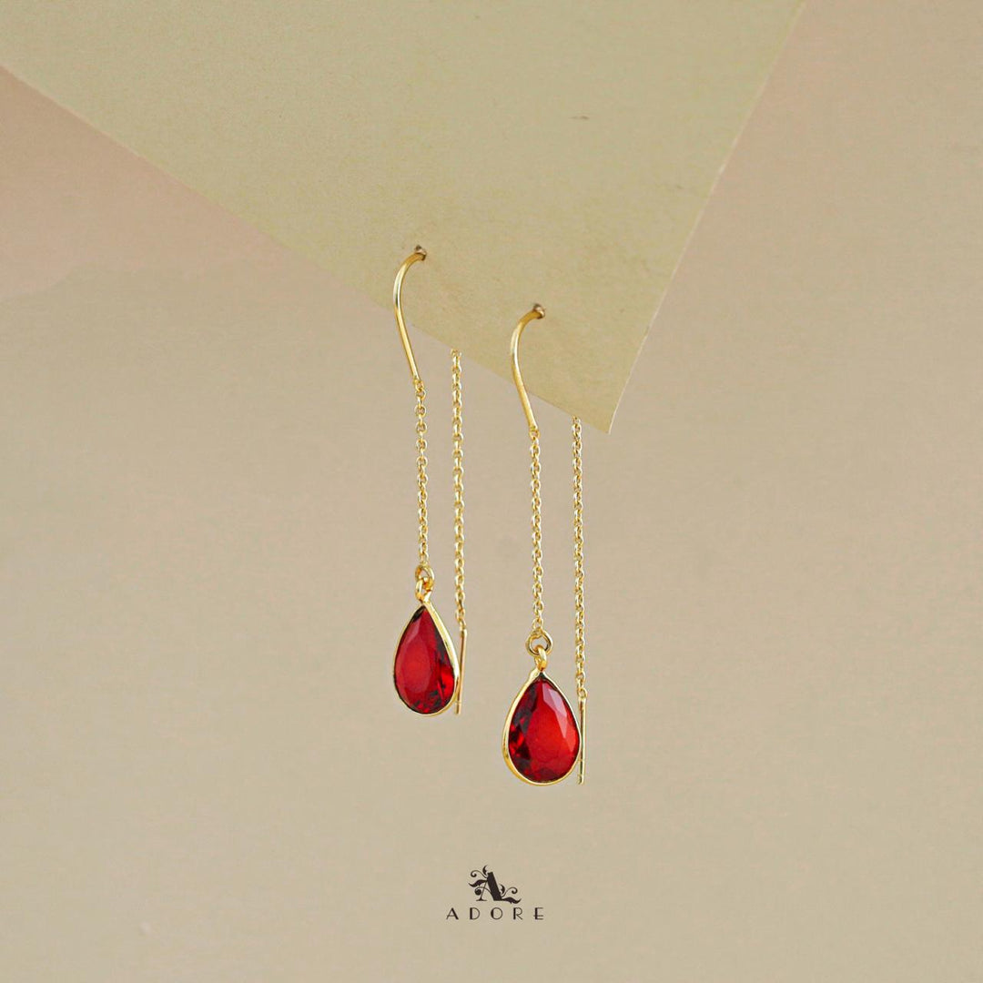 Fiyona Glossy Drop Chain Needle And Thread Earring