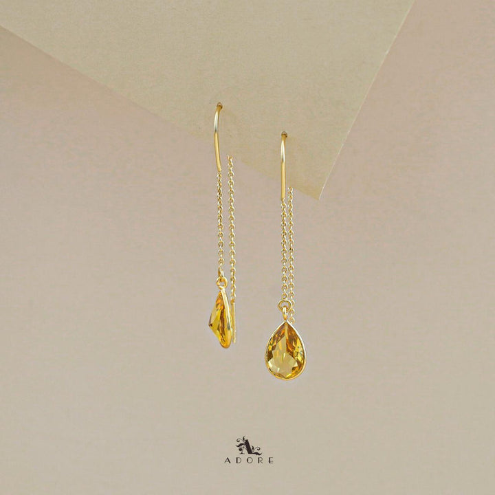 Fiyona Glossy Drop Chain Needle And Thread Earring