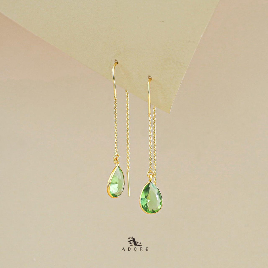 Fiyona Glossy Drop Chain Needle And Thread Earring