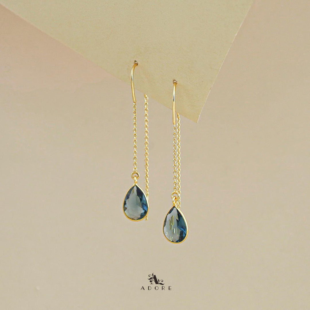 Fiyona Glossy Drop Chain Needle And Thread Earring