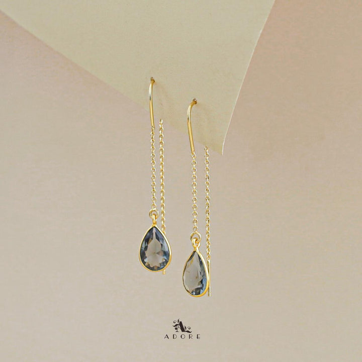 Fiyona Glossy Drop Chain Needle And Thread Earring