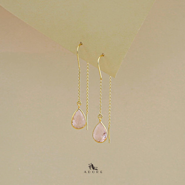 Fiyona Glossy Drop Chain Needle And Thread Earring