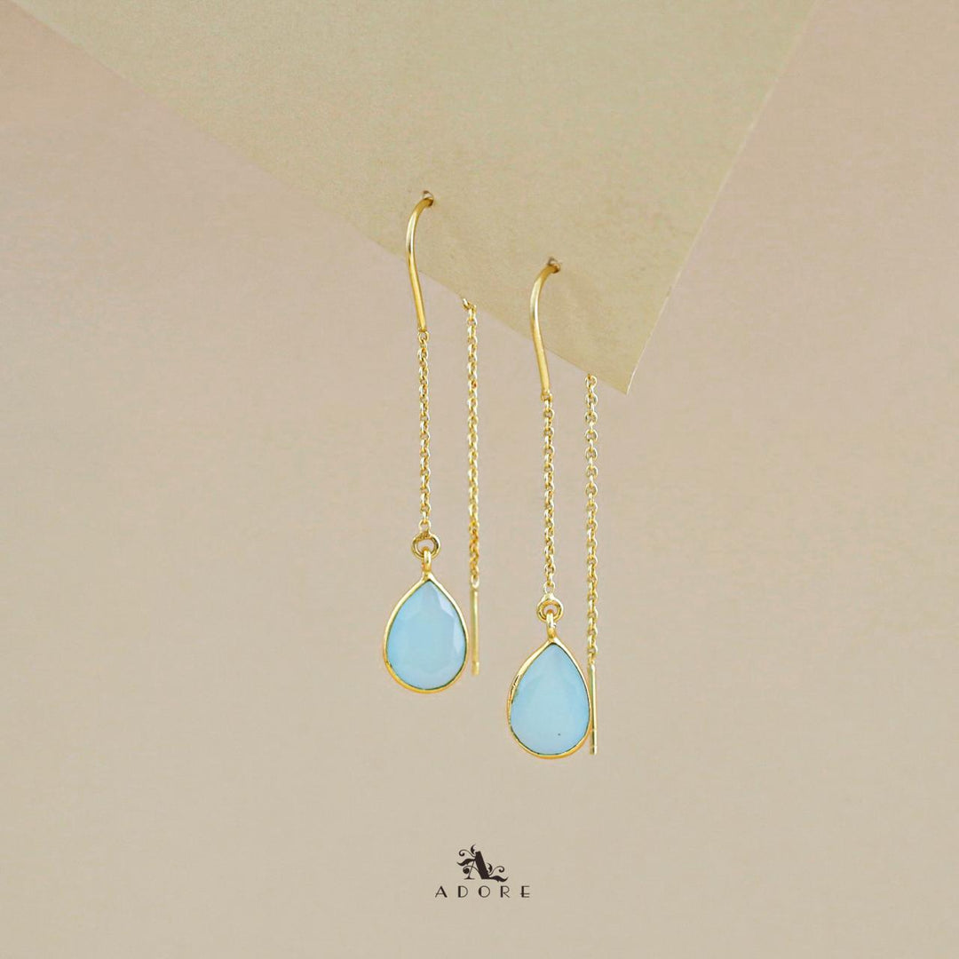 Fiyona Glossy Drop Chain Needle And Thread Earring