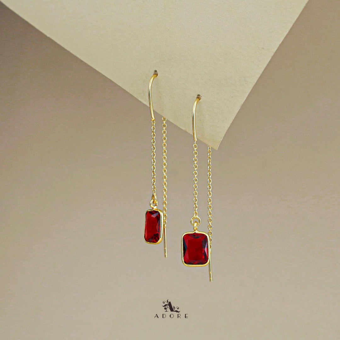 Albina Glossy Square Needle and Thread Earring