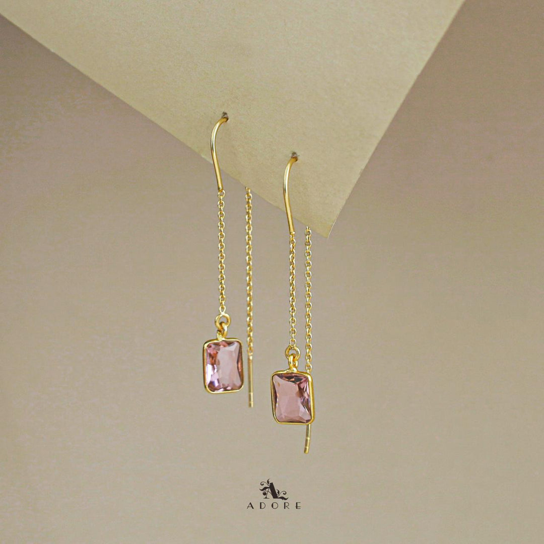 Albina Glossy Square Needle and Thread Earring