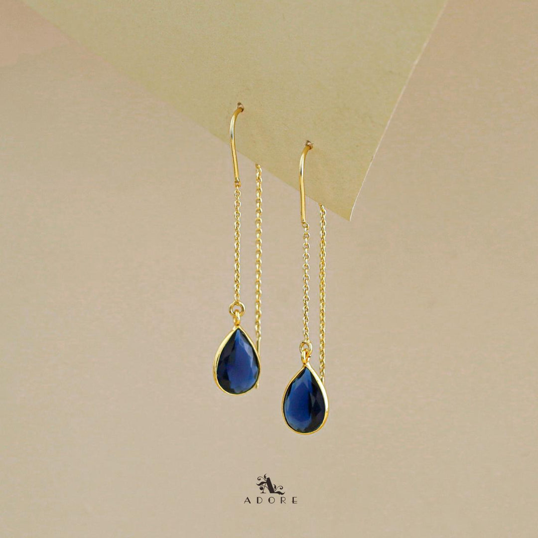 Fiyona Glossy Drop Chain Needle And Thread Earring