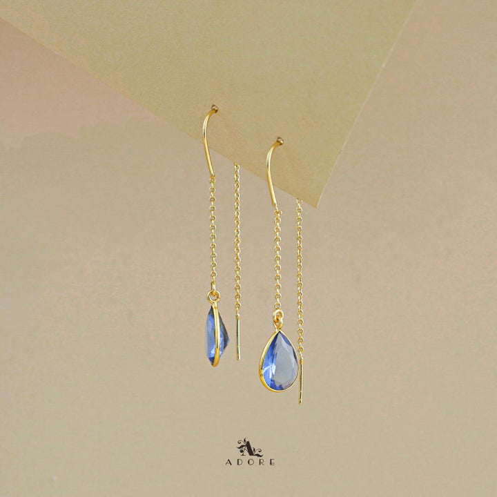 Fiyona Glossy Drop Chain Needle And Thread Earring