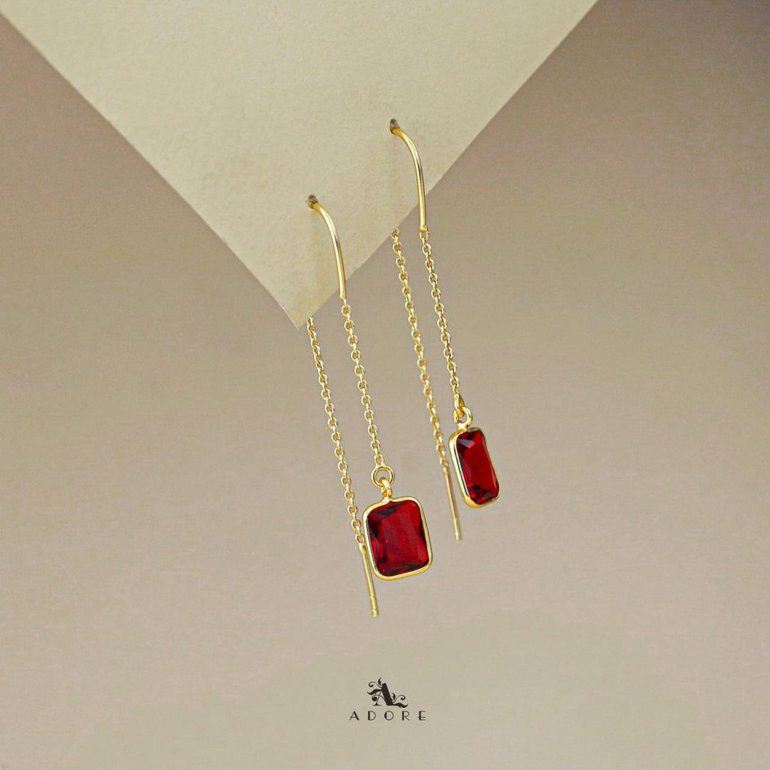 Albina Glossy Square Needle and Thread Earring