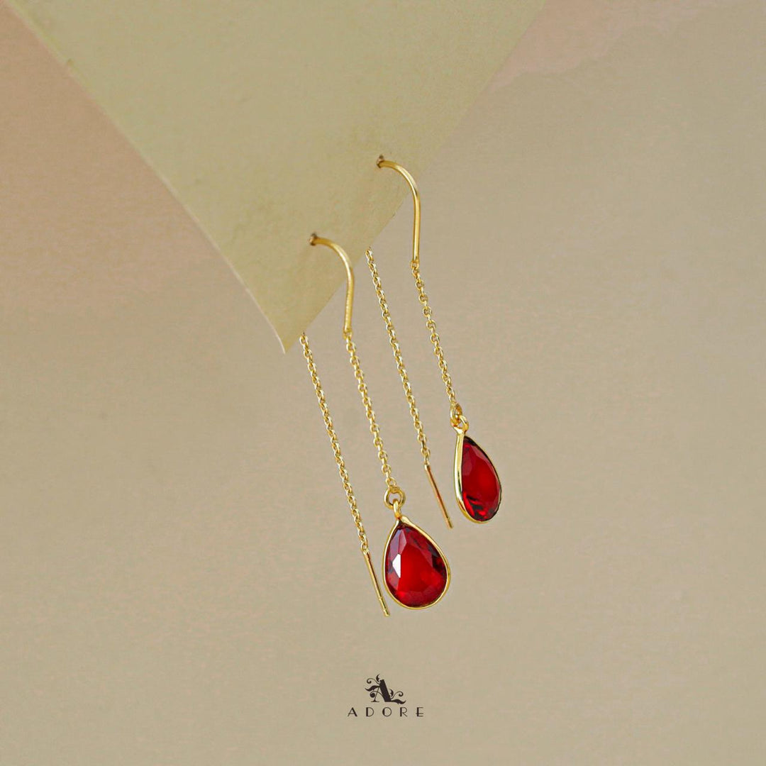 Fiyona Glossy Drop Chain Needle And Thread Earring