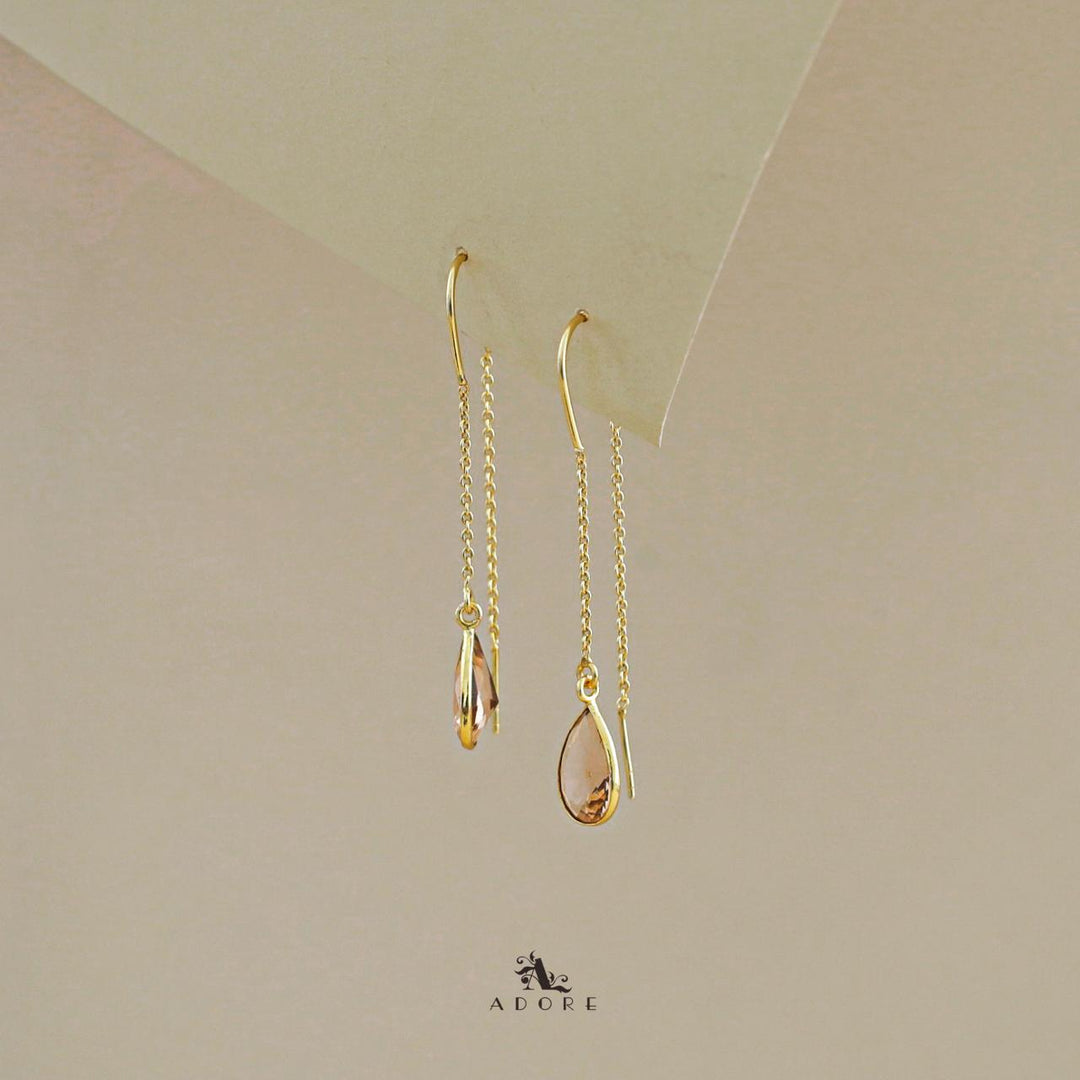 Fiyona Glossy Drop Chain Needle And Thread Earring