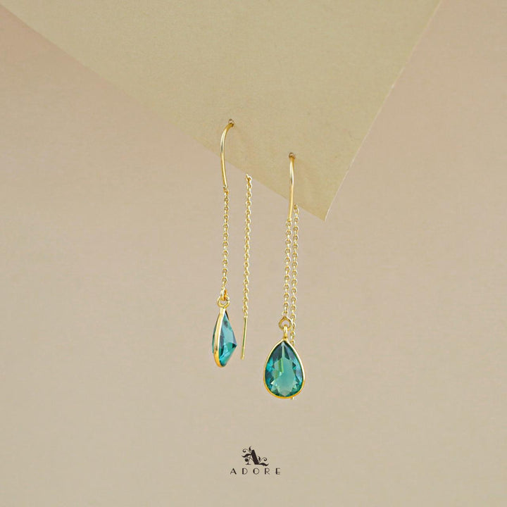 Fiyona Glossy Drop Chain Needle And Thread Earring