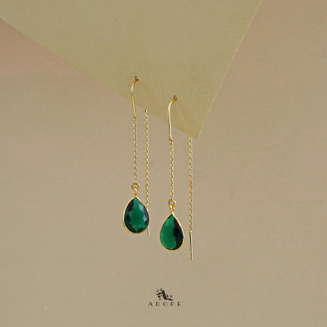 Fiyona Glossy Drop Chain Needle And Thread Earring