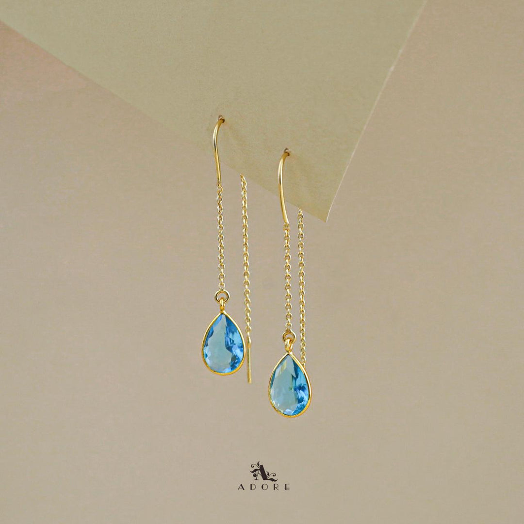 Fiyona Glossy Drop Chain Needle And Thread Earring