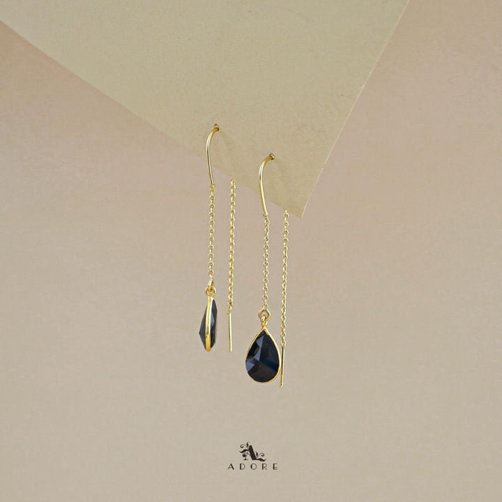 Fiyona Glossy Drop Chain Needle And Thread Earring