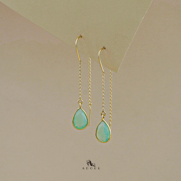 Fiyona Glossy Drop Chain Needle And Thread Earring