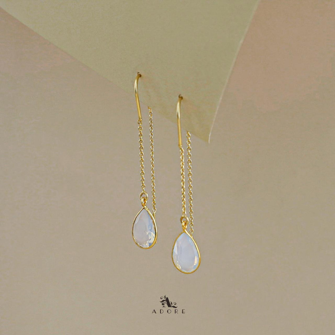 Fiyona Glossy Drop Chain Needle And Thread Earring