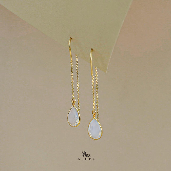 Fiyona Glossy Drop Chain Needle And Thread Earring