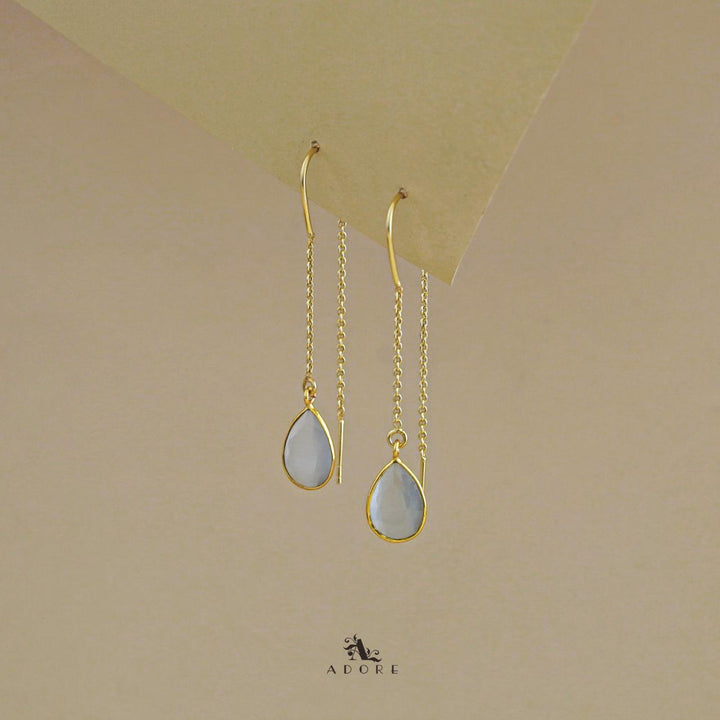 Fiyona Glossy Drop Chain Needle And Thread Earring